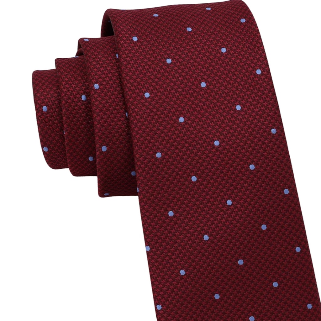 Burgundy Silk Grenadine Tie & Hand-Rolled Linen Pocket Square